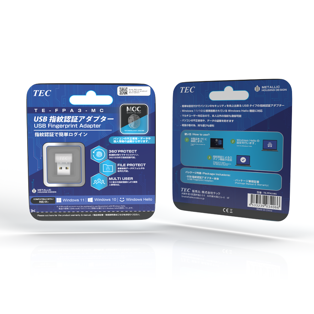 <span>TE-FPA3-MC Match-on-Chip (MoC) Type USB Fingerprint Authentication Adapter</span>
thumbnail 4